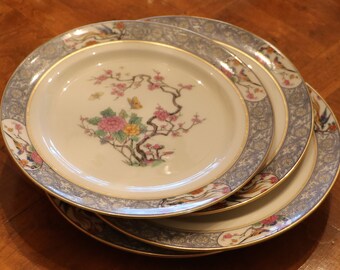 Ming Pattern with Black Stamp On Sale Lenox Fine China 10 inch Dinner,Chop Plate Birds,Floral,Scroll On Cream Elegant Dining