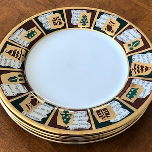 Vintage Pier 1 “Yuletide Greetings” - Set of Four Salad Plates, Christmas China, Holiday China