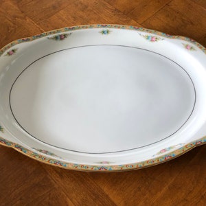 Vintage Royal Bayreuth ROB263 Pattern - Small Oval Serving Platter, Bavarian China, Pink Roses Blue Roses