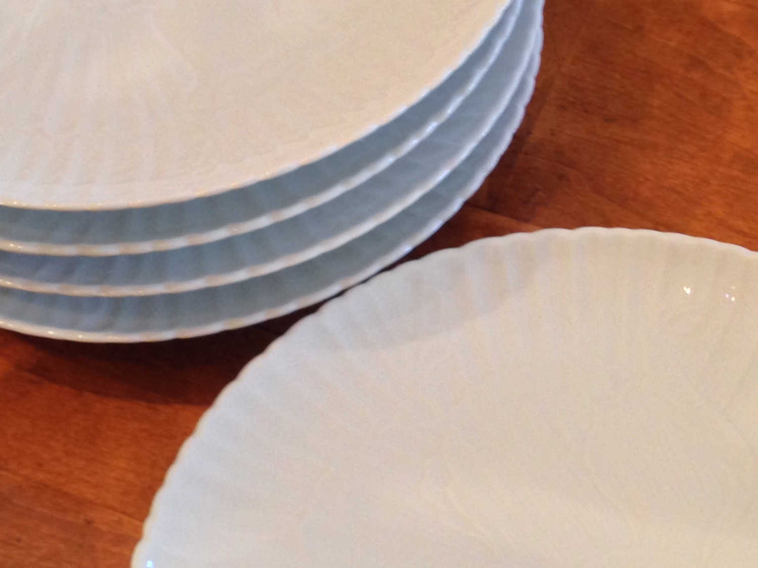 White Embossed Dinner Plates Set of Five Etsy
