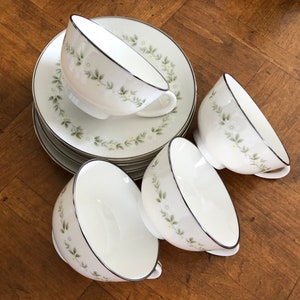 Vintage Noritake Ivory &quot;Cornelia&quot; - Four Cups and Four Saucers