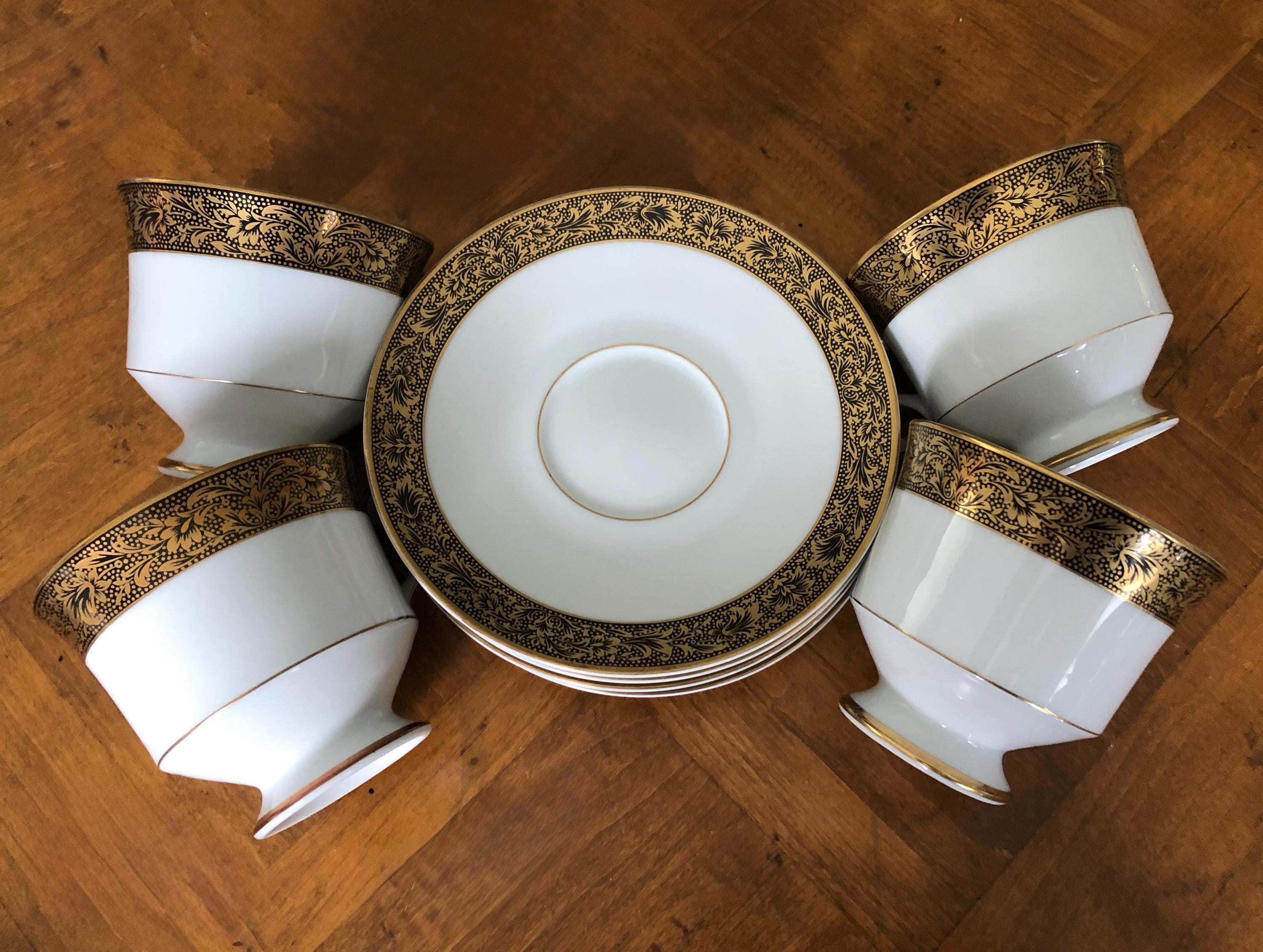 SANGO CHINA黒と金の装飾プレート 直径約28cm３枚セット GOLD DUST BLACK #1052 Lazlo by Sango Dinner Plate