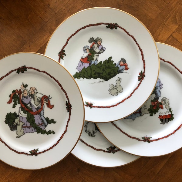 Fitz and Floyd "Deck the Halls" - Set of Four Salad Plates