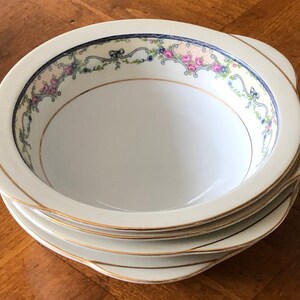 Vintage Bohemian HW Decorated China - Set of Four Two-Handled Cereal  Bowls, Czechoslovakian China