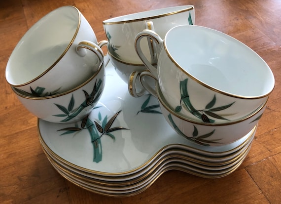 Vintage Snack Sets - Set of Six Snack Plates With Cups, Hostess Snack Sets, Tea Party Snack Sets, Shower Serving Sets