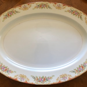 Antique Noritake M Mark Unknown Pattern - Large Oval Serving Platter, Tea Party China