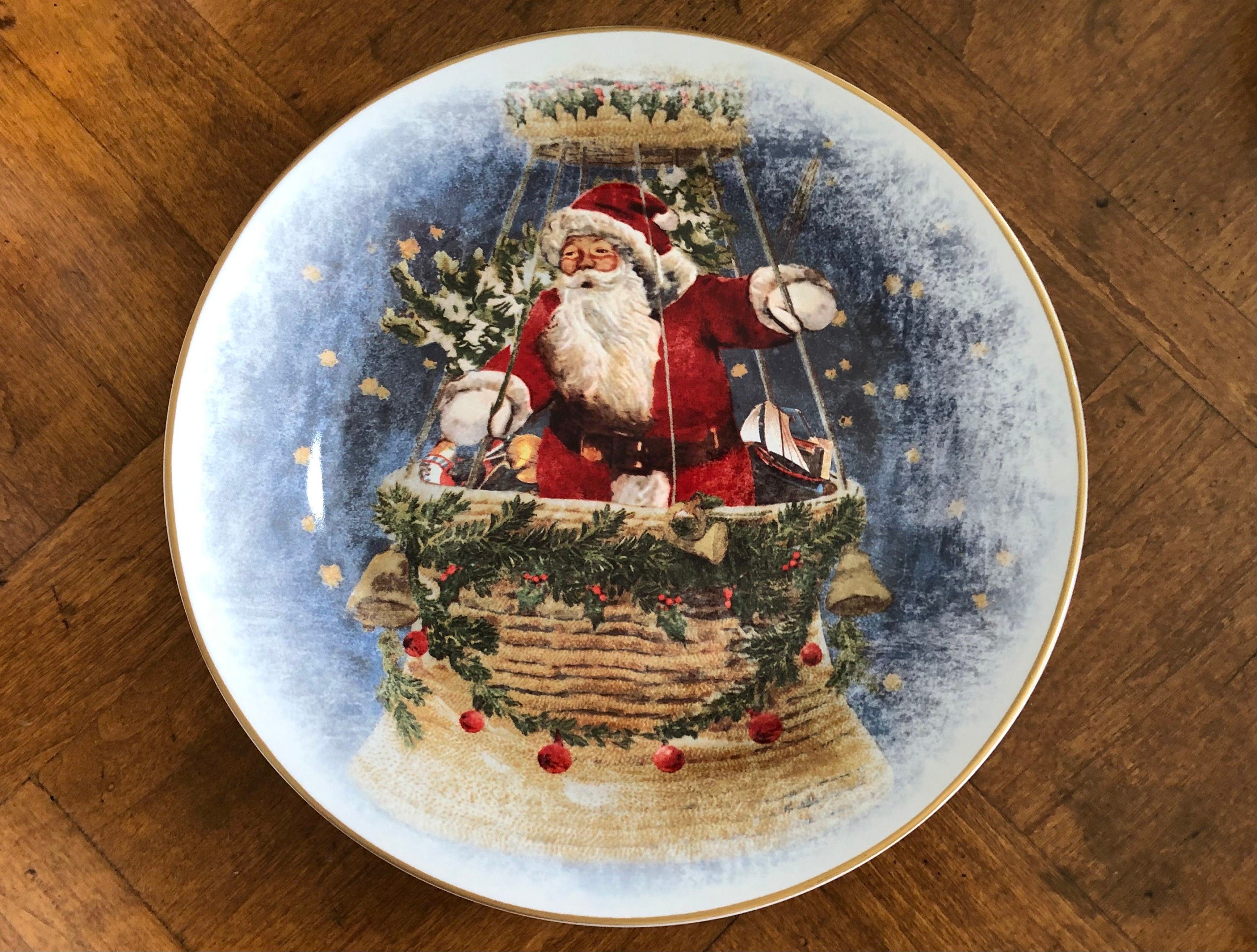 Pottery Barn China nostalgic Santa Collectible Plate Single Santa in Basket Salad Plate Etsy UK