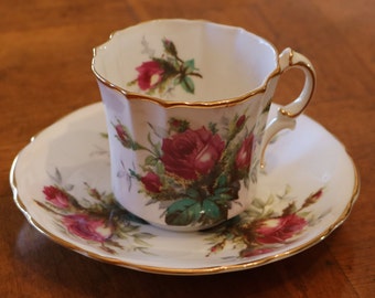 Hammersley "Grandmother's Rose" Fine Bone China Teacup and Saucer Set