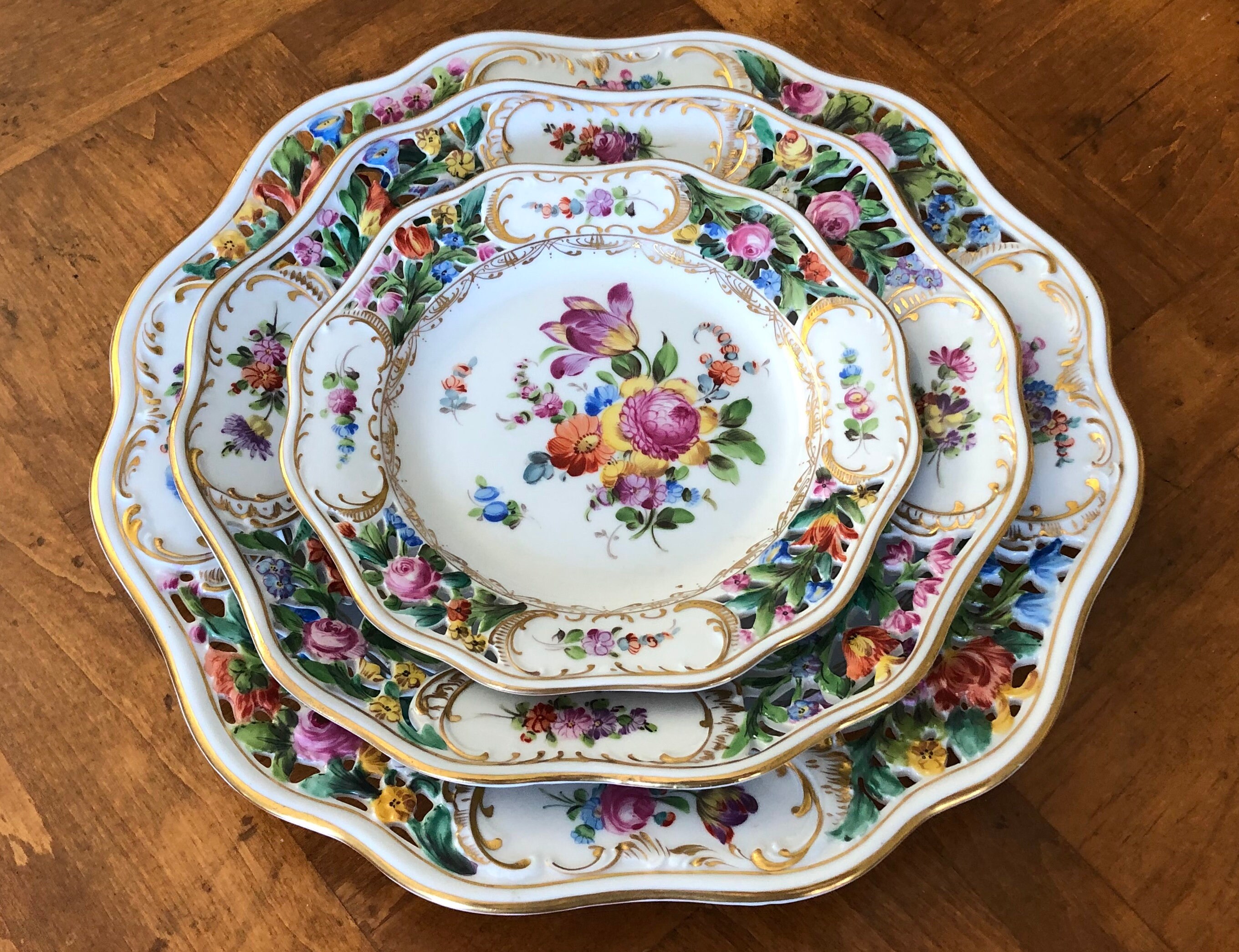 【Carl theime】プレート Antique Carl Thieme Dresden Reticulated Plate - Your Choice