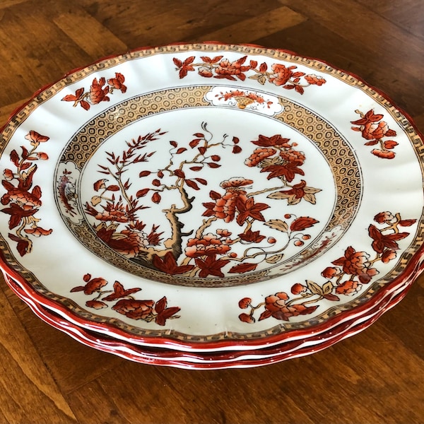 Spode "Indian Tree" - Set of Three Salad Plates, Classic India Tree Pattern in Rust