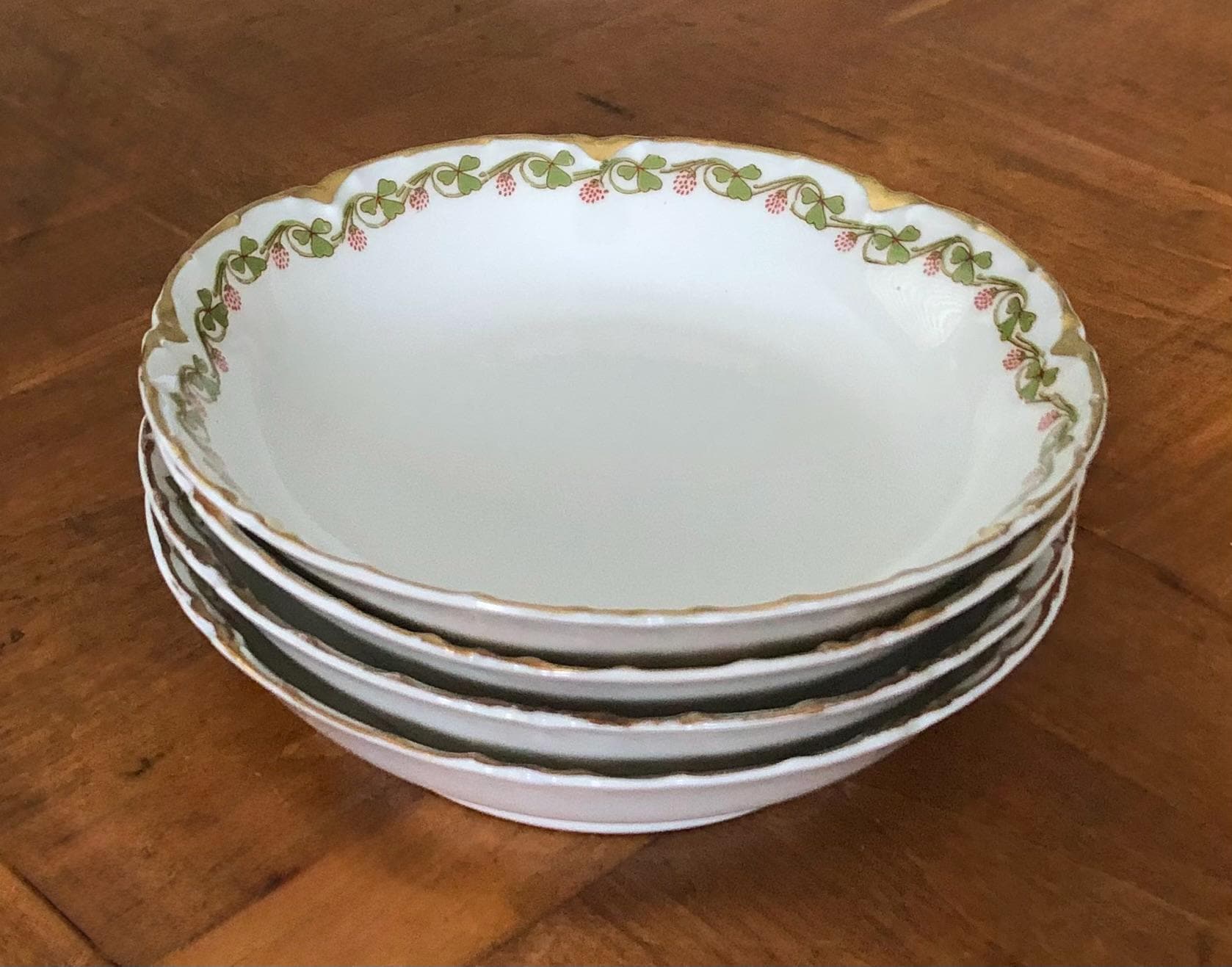 Antique Theodore Haviland “clover Leaf” - Set of Four Coupe Fruit
