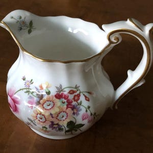 Vintage Royal Crown Derby China &quot;Derby Posies&quot; Floral Pattern Creamer, Multi-Color Floral China, Rust Floral China, Gold Trim China