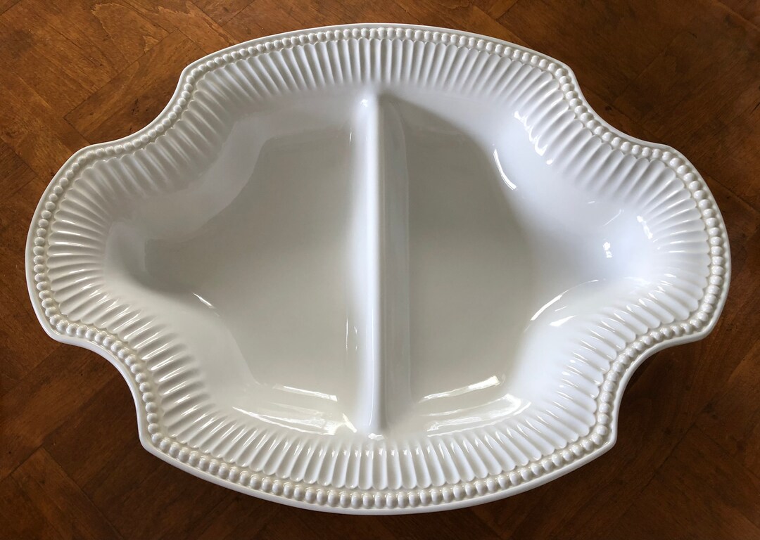 Lenox China butlers Pantry Pattern Oval Divided Vegetable Serving Bowl