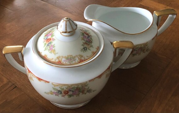 Vintage Noritake M Mark Unknown Pattern - Cream and Sugar