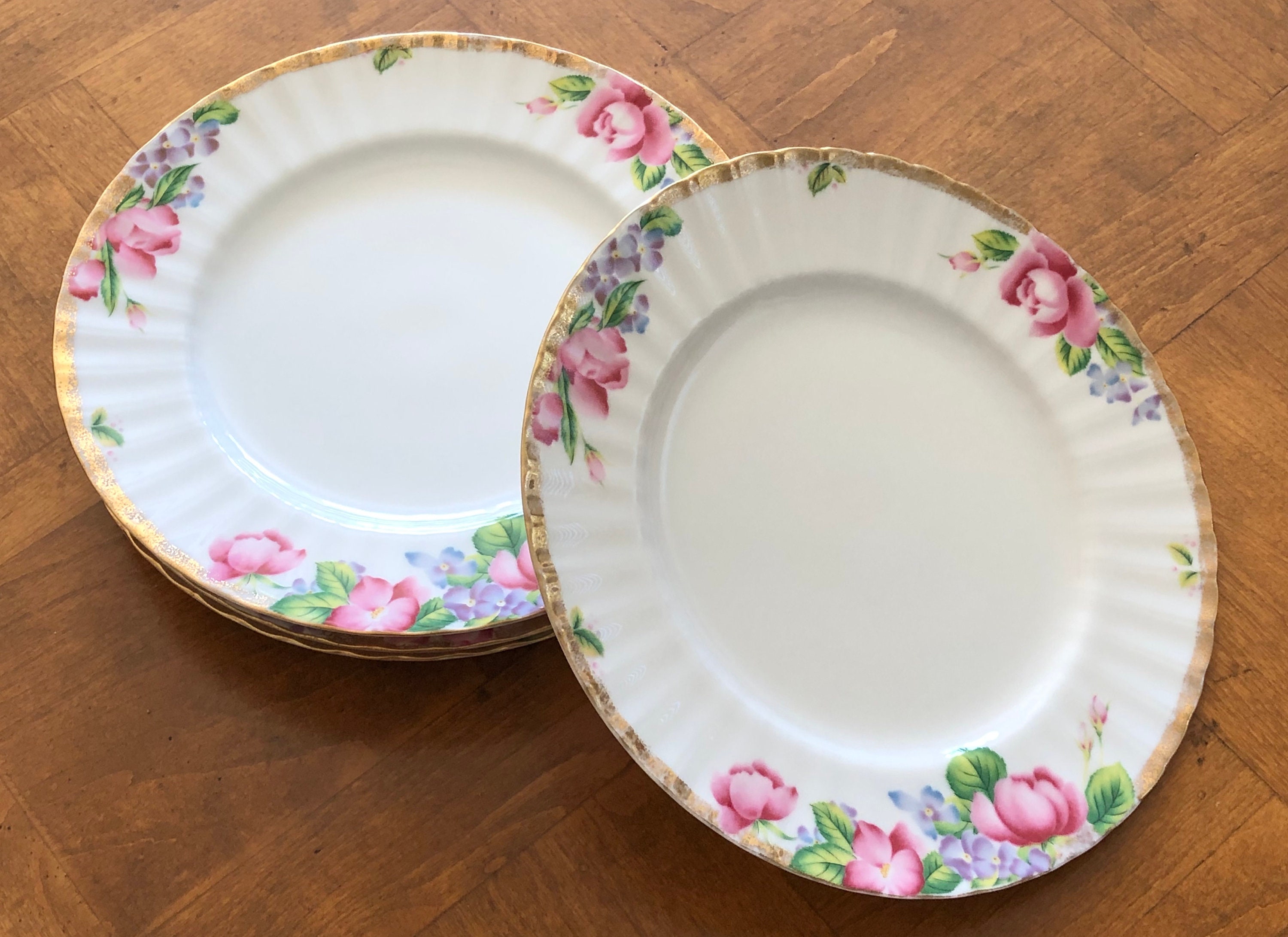 Regency England Bone China Petite Pink Roses 8 1/8" Dessert Salad Plate