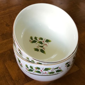 Home for the Holidays (China) “Holly Holiday” - Set of Two Cereal Bowls, Holly and Berry Holiday Pattern