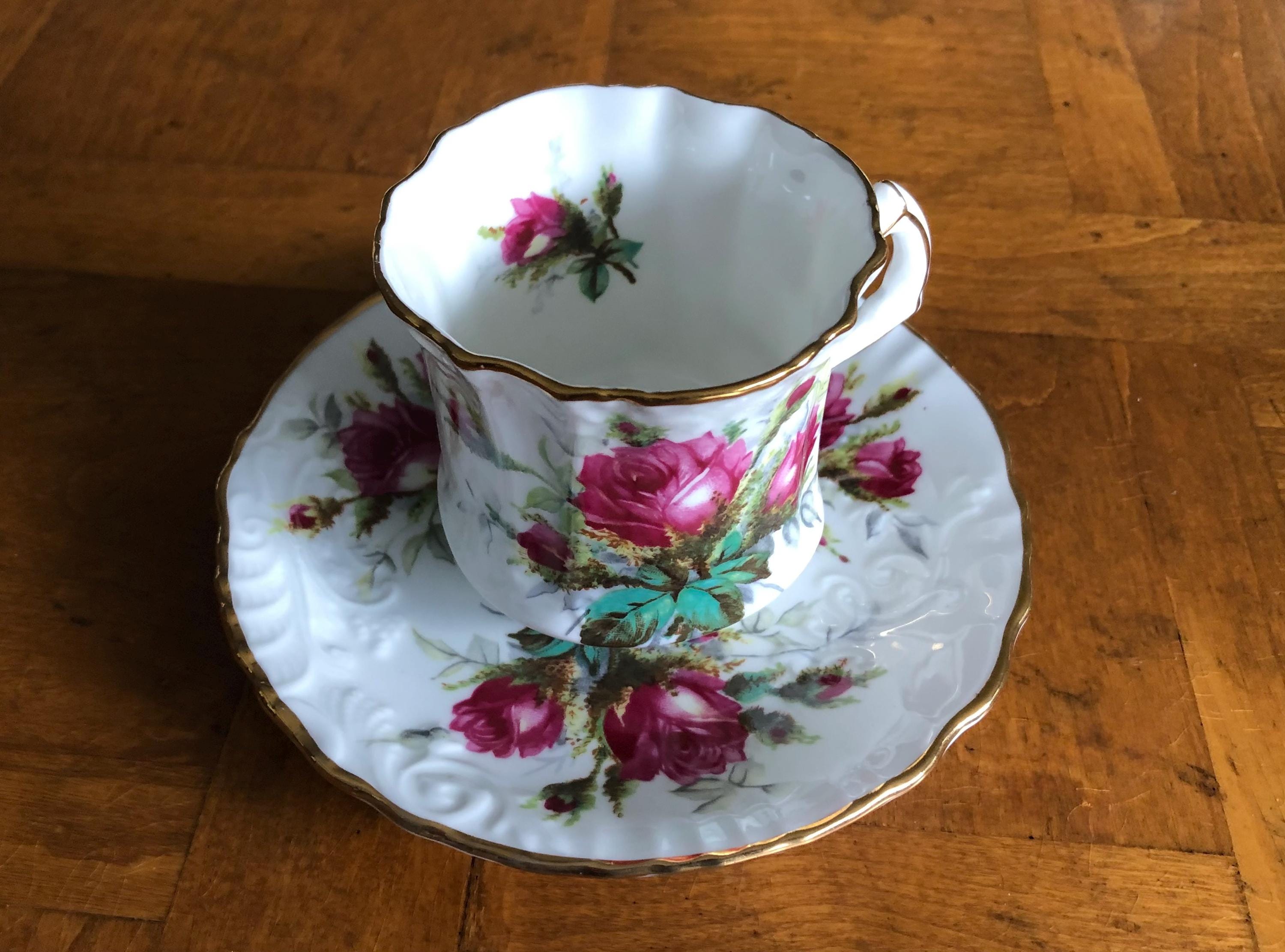 Vintage Hammersley Grandmother's Rose Teacup and Saucer