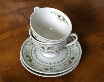 Vintage Royal Doulton “Provencal” - Two Teacups and Two Saucers