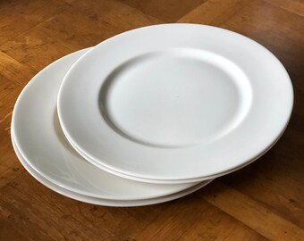 Vintage Translucent China Set of Four Off-White Salad Plates, Ivory Salad Plates, Cream Salad Plates