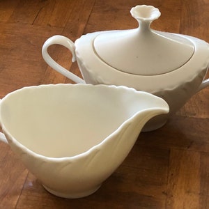 Vintage Lenox China &quot;Sculpture&quot; Pattern - Cream and Sugar Set