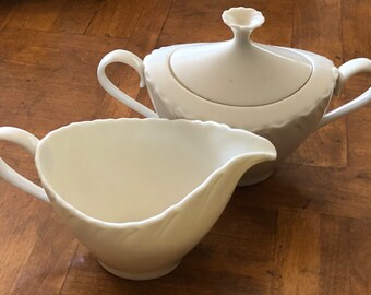 Vintage Lenox China "Sculpture" Pattern - Cream and Sugar Set