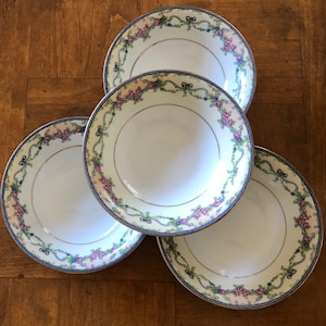 Vintage Bohemian HW Decorated China - Set of Four Dessert, Fruit, Berry or Sauce  Bowls, Czechoslovakian China
