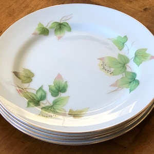 Vintage Narumi &quot;Spring Ivy&quot; Set of Four Bread Plates, Dessert Plates, Wedding Cake Plates, Tea Party Plates