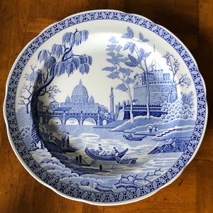 Vintage The Spode Blue Room Collection Georgian Series &quot;Rome&quot; English Ironstone Dinner Plate, Collectible Plate, Blue Transferware