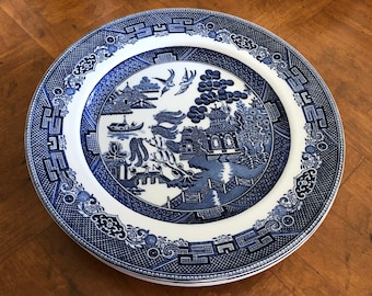 Vintage Johnson Brothers Stagecoach Plates & Bowls | Blue