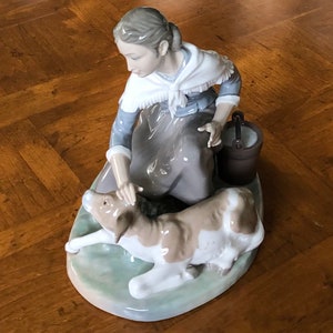 Lladro Figurine “Caressing a Little Calf” (4827), Gloss Finish, No Box, Collectible