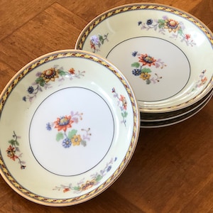 Vintage L. Bernardaud & Co. “Summer Time” - Set of Four Dessert, Fruit, Berry or Sauce Bowls, French Limoges China