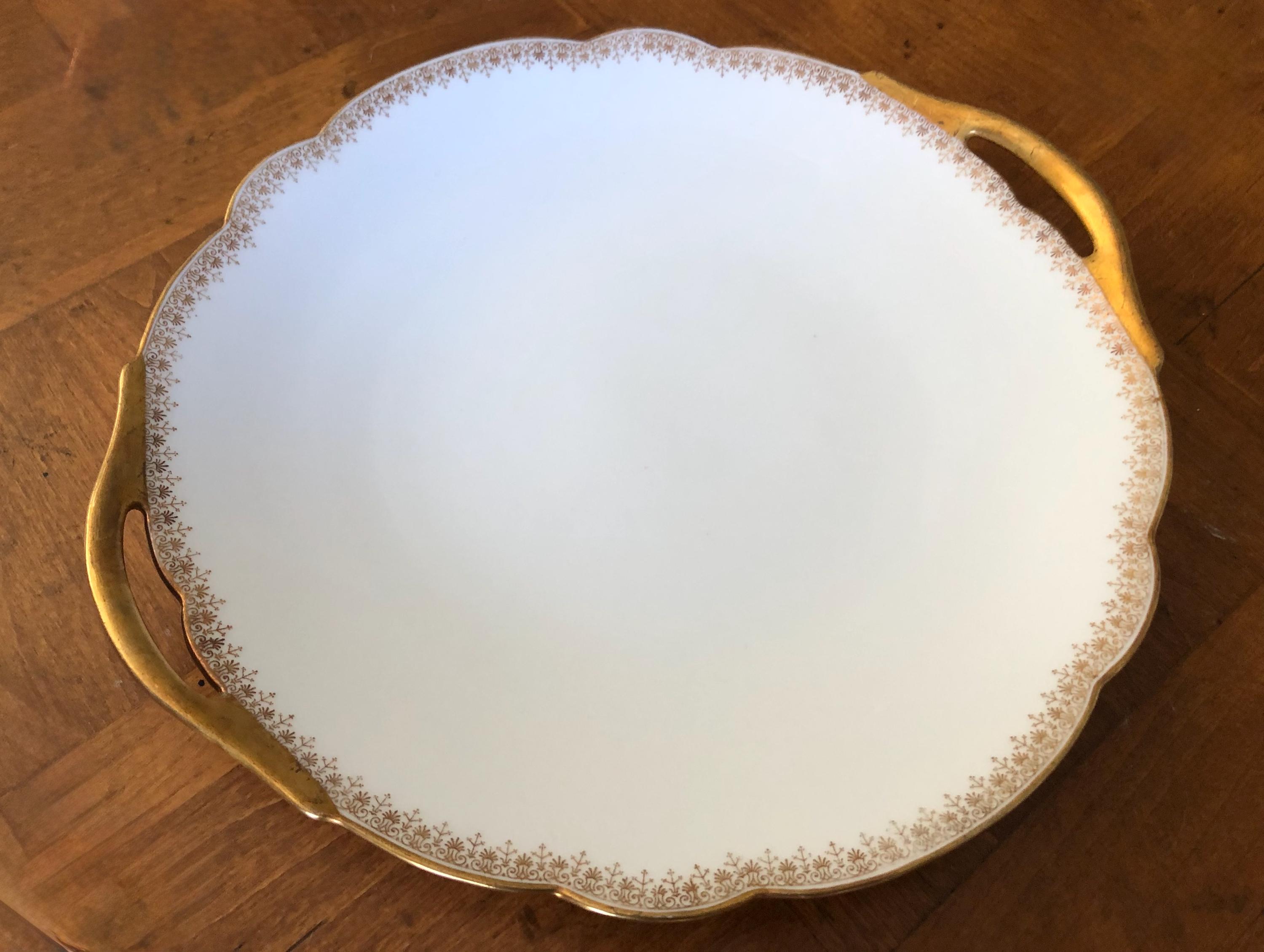 Antique L. Bernardaud & Co. BER48 - Handled Cake Serving Plate