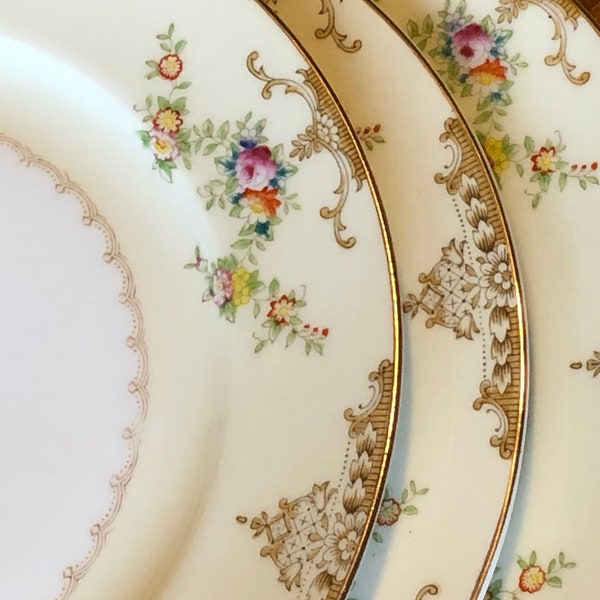 Meito Hand-Painted Vintage China Pattern V2069 Set of Three Salad Plates