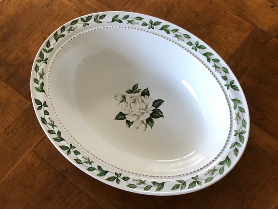 Hall China cameo Rose Oval Serving Bowl, White Rose China 