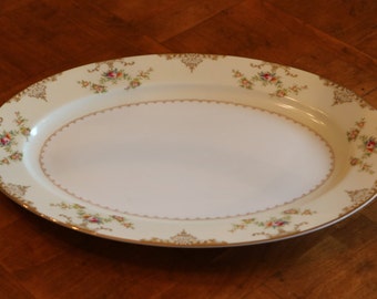 Meito Hand-Painted Vintage China "Aristocrat" Pattern V2069 Small Oval Serving Platter