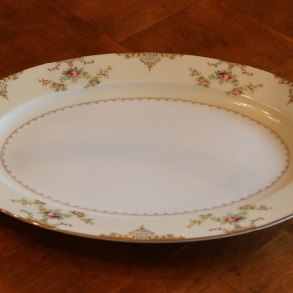 Meito Hand-Painted Vintage China "Aristocrat" Pattern V2069 Small Oval Serving Platter