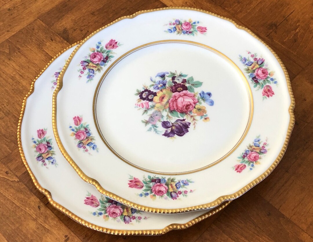 Castleton China USA castleton Rose Floral Pattern Set of Two Dinner