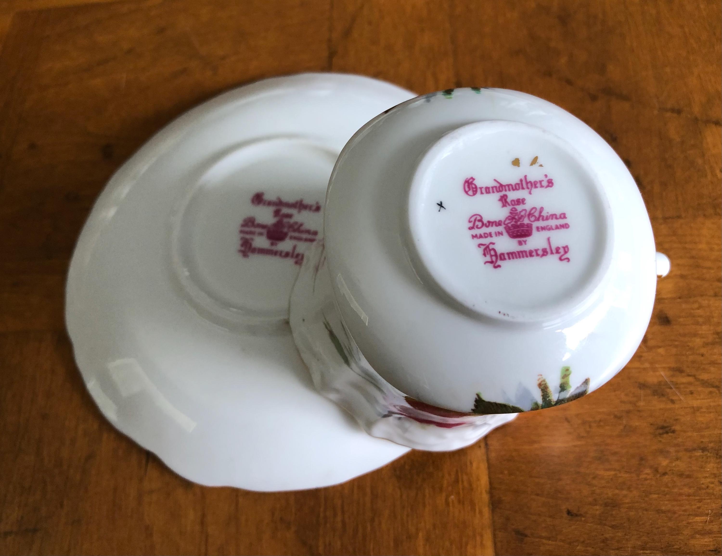Vintage Hammersley Grandmother's Rose Teacup and Saucer
