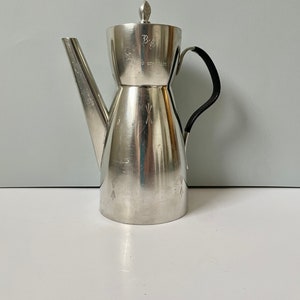 Pewter of Norway Coffee or Tea Pot Brodrene Mylius Mid Century Vintage Modern Nordic Flower vase