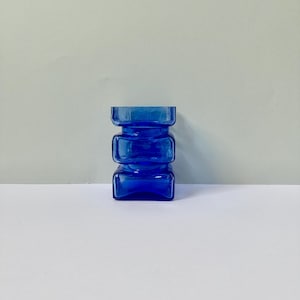 Vintage blue glass vase Riihimäen Lasi Oy - Helena Tynell Pala - Finland 1970s