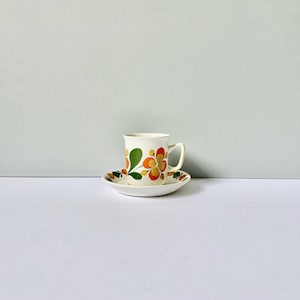 Vintage Stavangerflint Cup and Saucer: Mid-Century Modern Floral Design