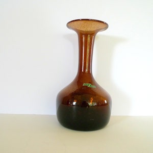 Magnor K Glass grote modernistische vaas - Richard Duborgh- Art Glass jaren 60 Noorwegen Brown Kunstglass Plus Fredrikstad Mid Century Modern Decor