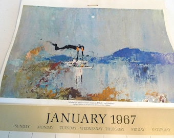 Otto Nielsen vintage print SAS calendar 1967 original scandinavian airlines calendar airline meorobilia