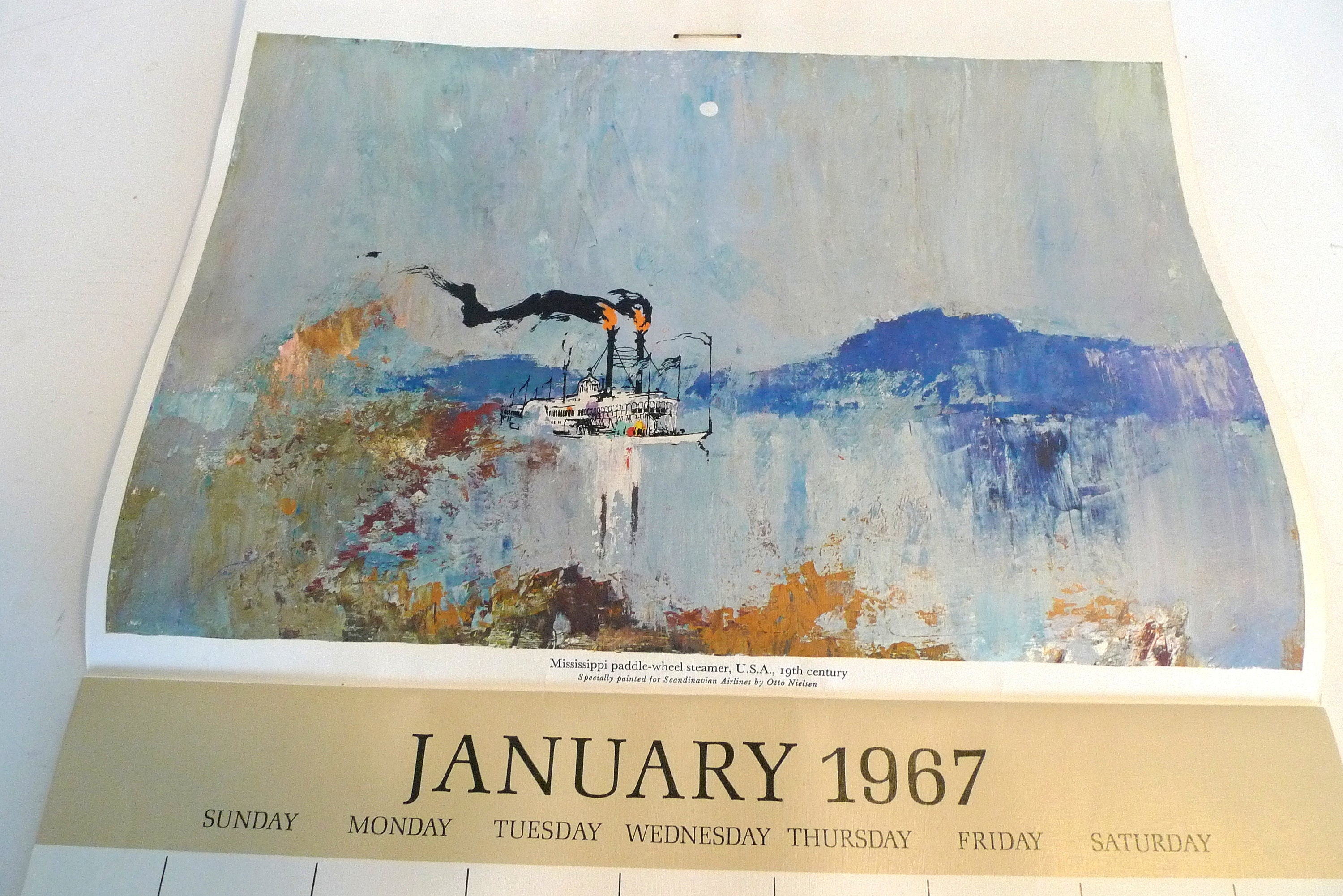 Otto Nielsen Vintage Print SAS Calendar 1967 Original Scandinavian