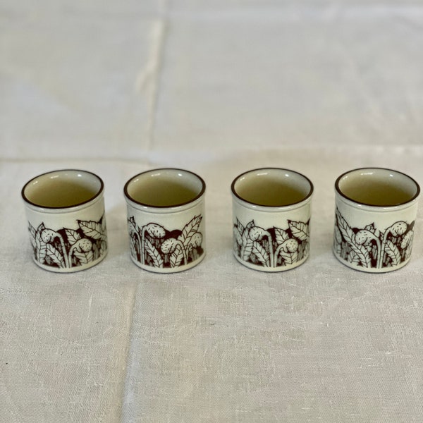 Four Hornsea England CORNROSE Egg cups Set of four  - 1970s brown botanical Sara Vardy