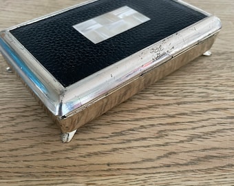 Norwegian Silver plaited Mid Century Modern jewelry trinket box  - collectible mcm box unique