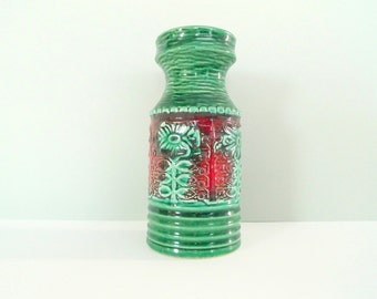 West German Vase - Retro 70s Green Red 558 20