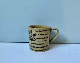 Vintage Pearsons Chesterfield mug 1980s coffee tea mug - Holiday slipper and doll shoes