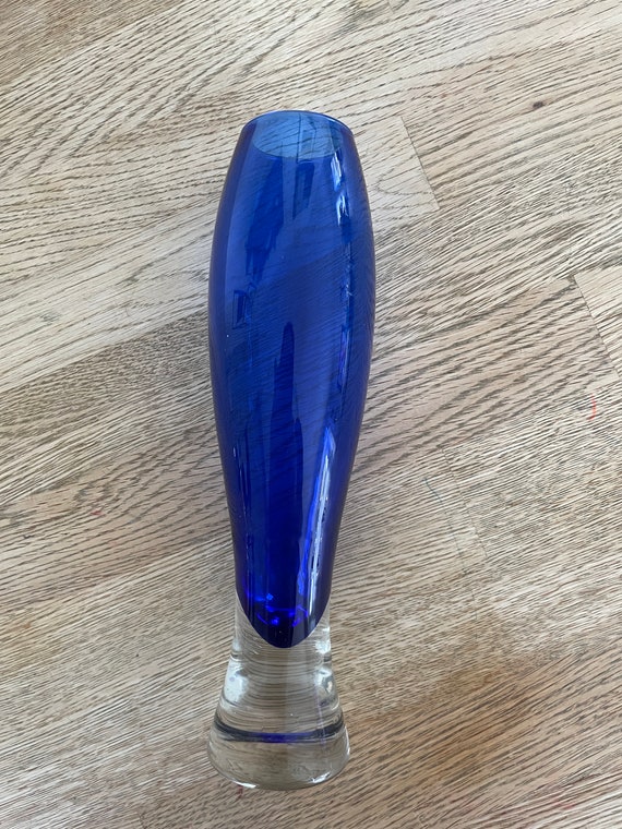 Hadeland ORKIDE ブルー アート ガラス花瓶 - Severin Brørby 1960