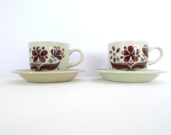 Figgjo Flint cups and saucers Hedda - Set of two Norway Mid Century Modern Design Vintage Scandinavian